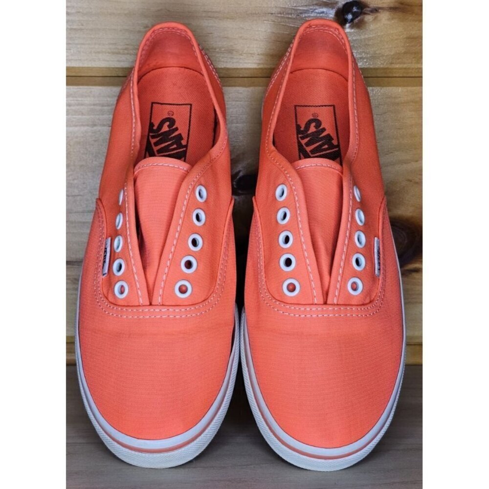 Vans Unisex Neon Orange No laces Mens 5.5 Woman 7 Shoes Sneakers - Picture 5 of 12